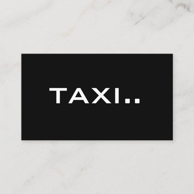 Einfache schwarze Visitenkarte Weißer Text - TAXI (Vorderseite)