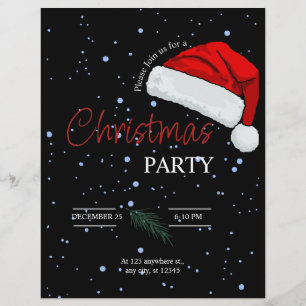 Einfache schwarze Weihnachtsfeier-Einladung für di Flyer