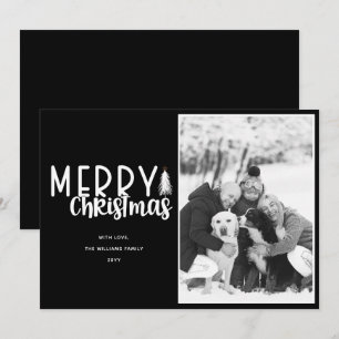 Einfache schwarze Weihnachtsgruß-Typografie-Foto Feiertagskarte