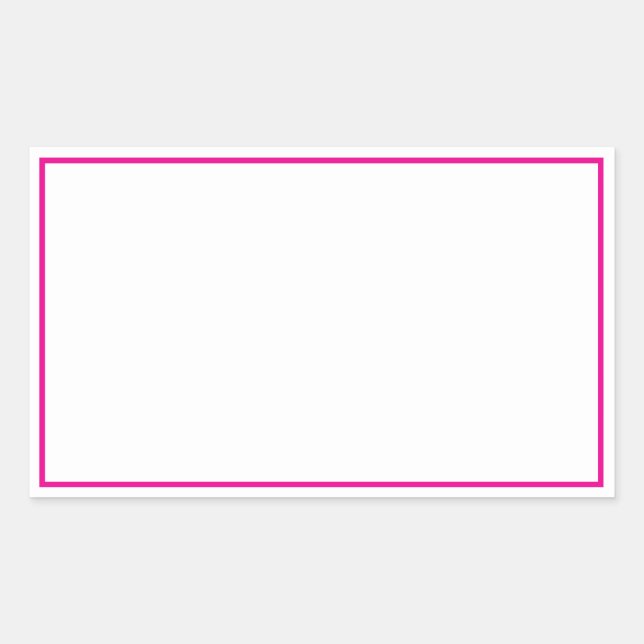 Einfache schwarze Weiß mit Hot-Pink-Border Rechteckiger Aufkleber (Vorderseite)