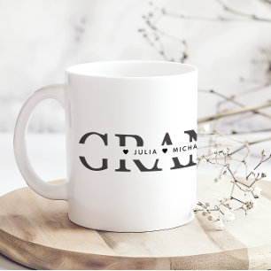 Einfache schwarze weiße Oma Namen hinzufügen Kaffeetasse