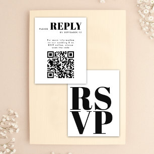 Einfache schwarze weiße RSVP-Karten für Hochzeit Q RSVP Karte