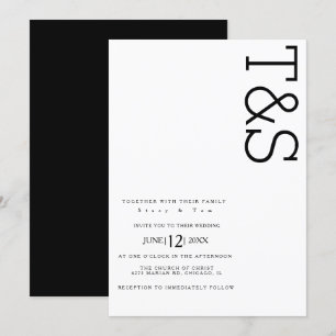 Einfache schwarze weiße Typografie, fette Hochzeit Einladung