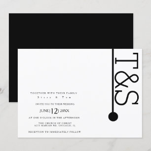 Einfache schwarze weiße Typografie Linie Fette Hoc Einladung