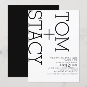 Einfache schwarze weiße Typografie Ultra-Bold-Hoch Einladung