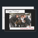 Einfache Schwarzer Urlaub 5 Foto Collage Card<br><div class="desc">Frohe Weihnachten. Fügen Sie Ihre Fotos hinzu. Ändern Sie die Schriftart,  indem Sie auf "Anpassen" klicken. Dadurch können Sie mehr als ein Foto auf der Rückseite hinzufügen. Dieser ist schwarz für einen minimalistischen,  modernen Look.</div>