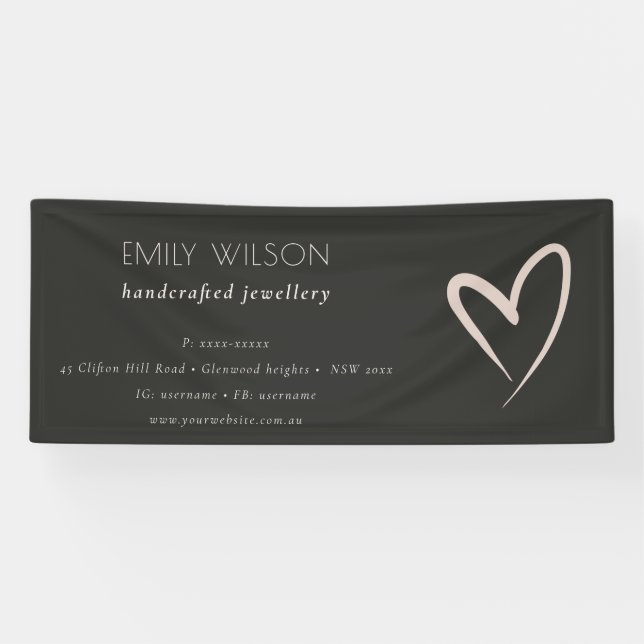 Einfache Schwarzes Herz-Unternehmen Banner (Horizontal)