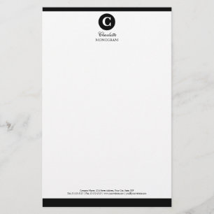 Einfache Schwarzweiß-Monogramm Briefpapier