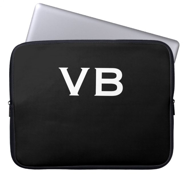 Einfache Schwarzweiß-Monogramm Laptopschutzhülle (Vorderseite)