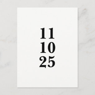 Einfache schwarzweiße Save the Date Postkarte