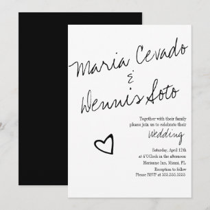 Einfache schwebende Herz-Schrift Wedding Einladung
