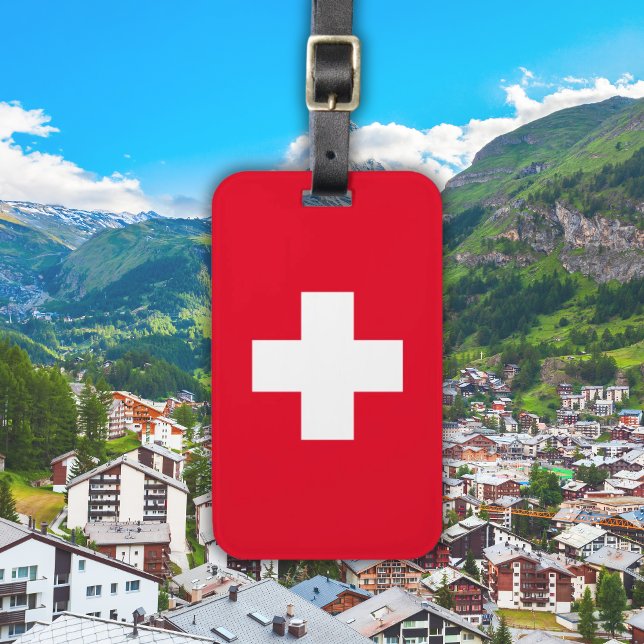 Einfache Schweizer Flagge Roter Gepäckanhänger (Simple Swiss Flag Red Luggage Tag
)