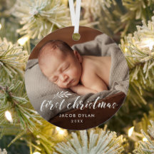 Einfache Script Baby's First Christmas Foto Holida