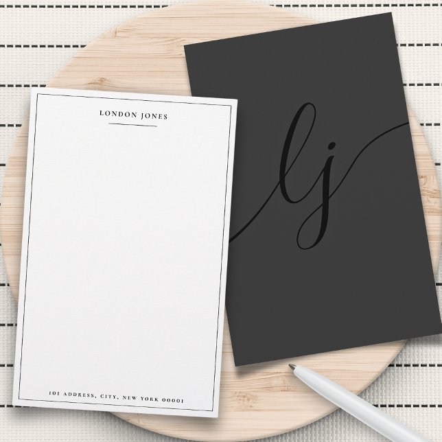 Einfache Script Black Moderne Personalisiert Stati Briefpapier (Von Creator hochgeladen)