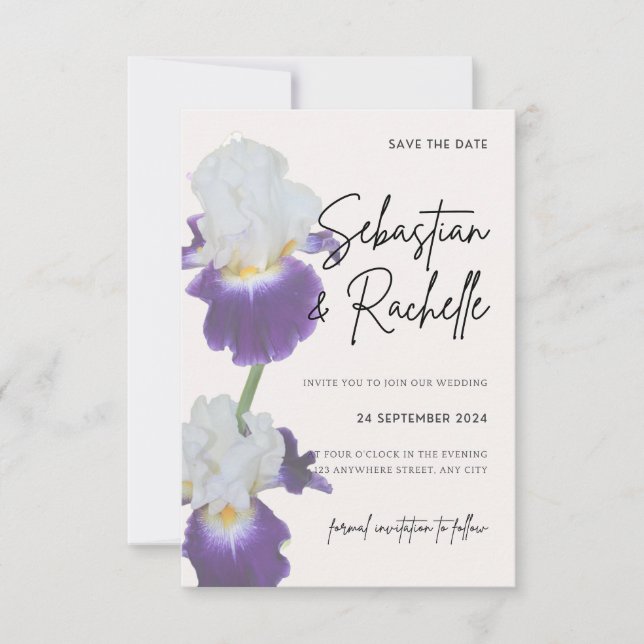 Einfache Script-Blume Save the Date Einladung (Vorderseite)