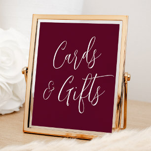 Einfache Script Burgundy Wedding Cards und Geschen Poster
