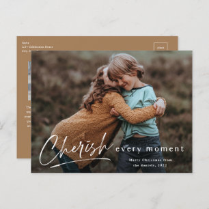 Einfache Script Cherish Jeden Augenblick Foto Weih Feiertagspostkarte
