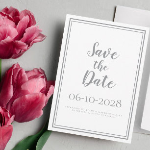 Einfache Script Chic Gray Save the Date Hochzeit