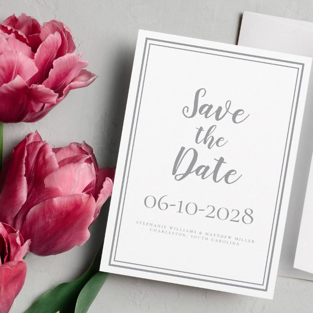 Einfache Script Chic Gray Save the Date Hochzeit (Von Creator hochgeladen)
