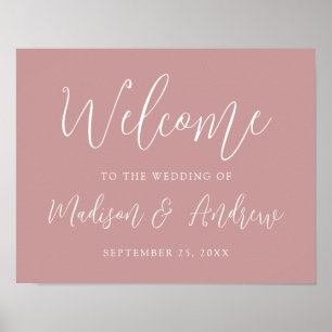 Einfache Script Dusty Rose Wedding Willkommen Poster