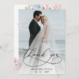 Einfache Script Elegant Blush Foto Hochzeit Dankeskarte