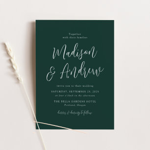 Einfache Script Forest Green Wedding Einladung