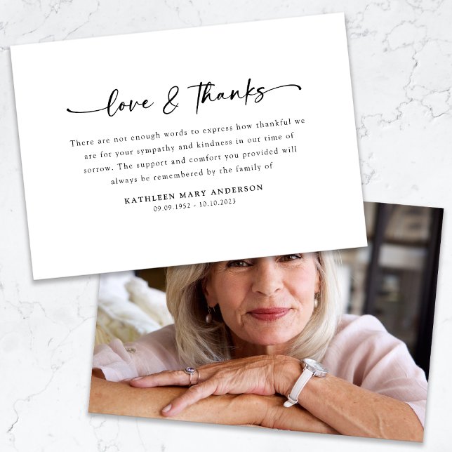 Einfache Script-Foto-Beerdigung Dankeskarte (Von Creator hochgeladen)