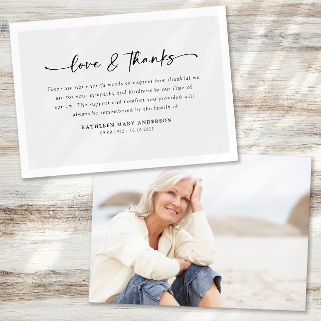 Einfache Script-Foto-Beerdigung Dankeskarte (Von Creator hochgeladen)