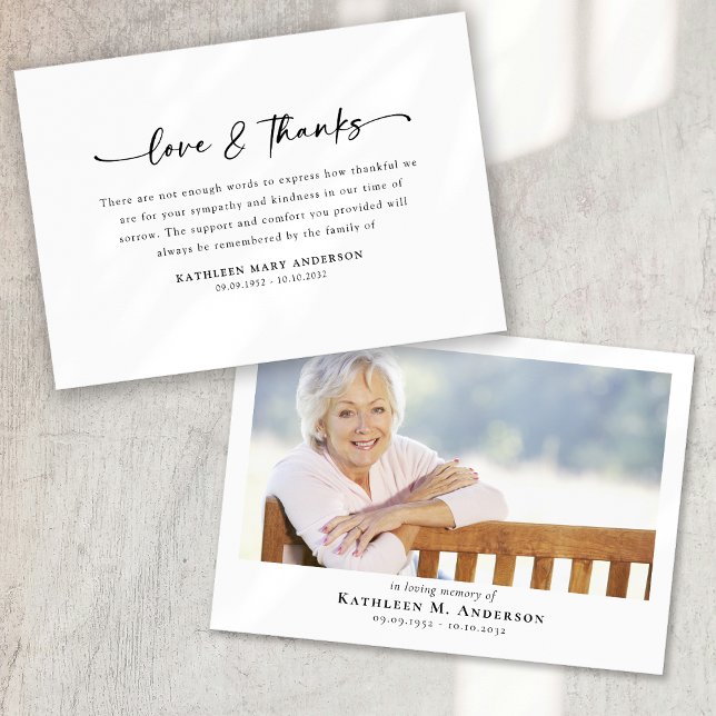 Einfache Script-Foto-Beerdigung Dankeskarte (Von Creator hochgeladen)