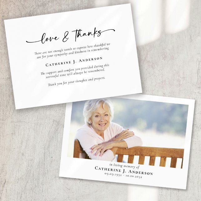 Einfache Script-Foto-Beerdigung Dankeskarte (Von Creator hochgeladen)