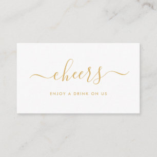 Einfache Script-Free Drinks Ticket - Gold & White Begleitkarte