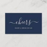 Einfache Script-Free Drinks Ticket - Navy & White