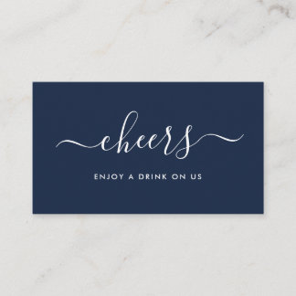 Einfache Script-Free Drinks Ticket - Navy & White Begleitkarte