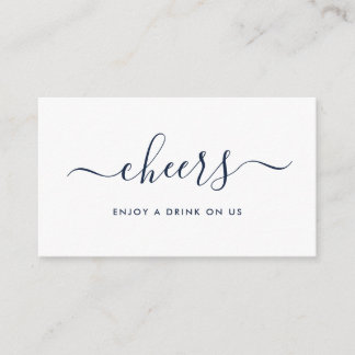 Einfache Script-Free Drinks Ticket - Navy & White Begleitkarte