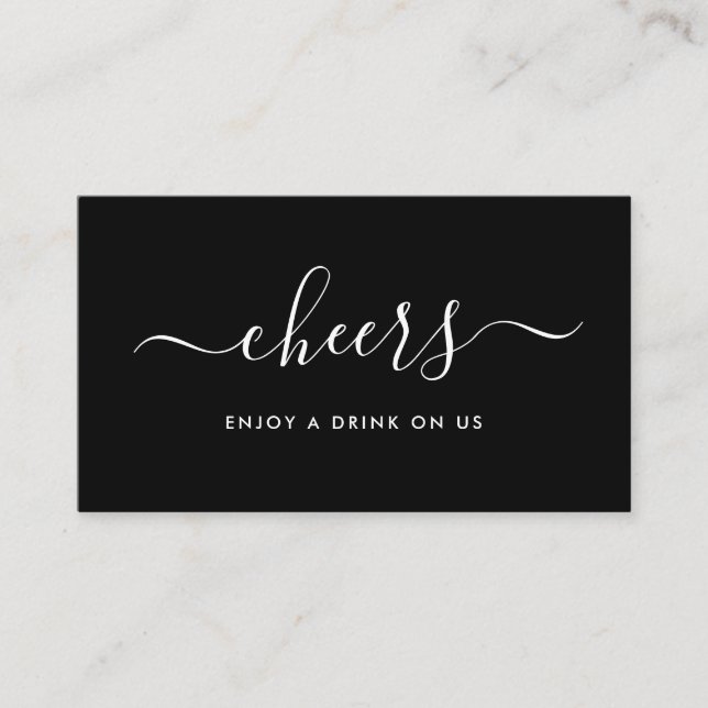 Einfache Script-Free Drinks Ticket - Schwarz & Wei Begleitkarte (Vorderseite)
