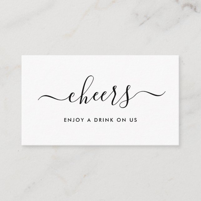 Einfache Script-Free Drinks Ticket - Schwarz & Wei Begleitkarte (Vorderseite)