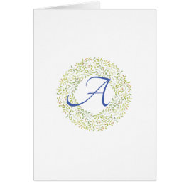 Einfache Script-Green-Wreath-Monogram-Mitteilungsk