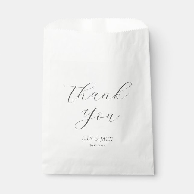 Einfache Script Hochzeit Vielen Dank für Ihre Unte Geschenktütchen (Vorderseite)