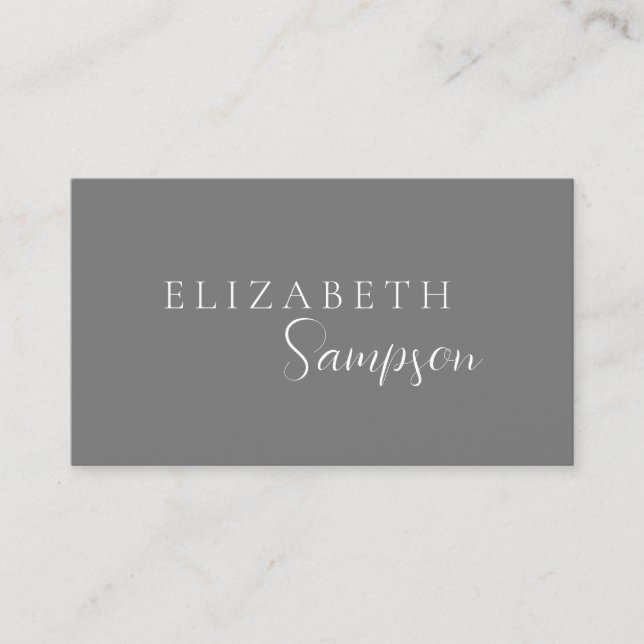 Einfache Script-Individuelle Name-Graue Visitenkar Visitenkarte (Vorderseite)