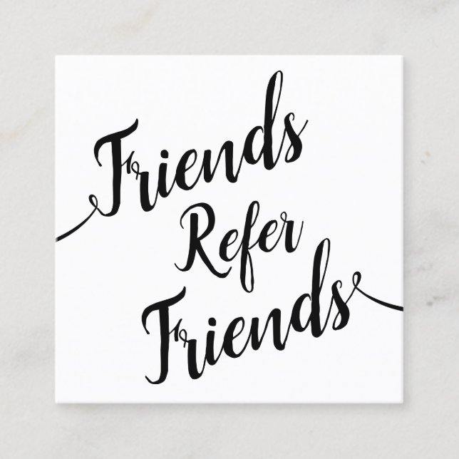 Einfache Script-Kalligrafie-Kundenreferenz Empfehlungskarte (Vorderseite)