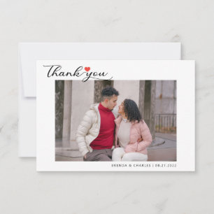 Einfache Script Liebe Heart Classy Wedding Foto Dankeskarte