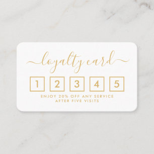 Einfache Script Loyalty Card - Gold und Weiß Treuekarte