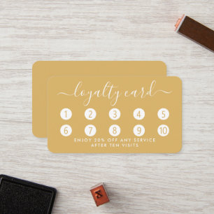 Einfache Script Loyalty Card - Gold und Weiß Treuekarte