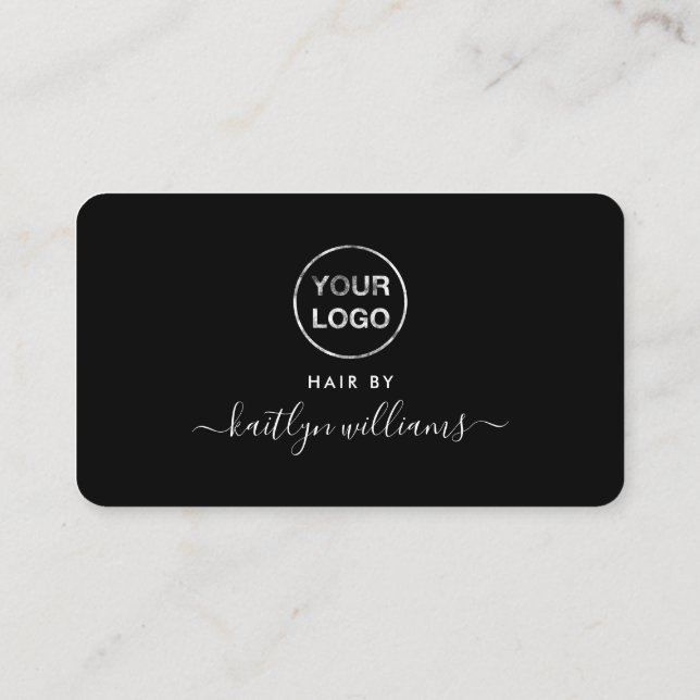 Einfache Script Loyalty Card - Logo - Schwarzweiß Treuekarte (Rückseite)
