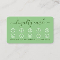 Einfache Script Loyalty Card - Minze Green