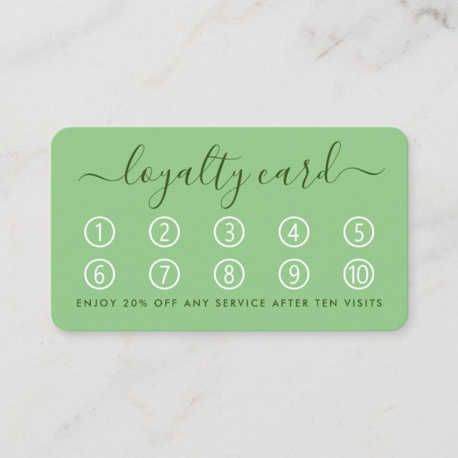 Einfache Script Loyalty Card - Minze Green Treuekarte (Vorderseite)