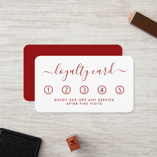 Einfache Script Loyalty Card - Rot & Weiß Treuekarte