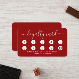 Einfache Script Loyalty Card - Rot & Weiß Treuekarte