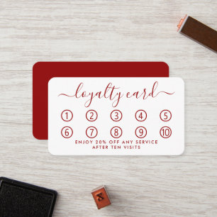 Einfache Script Loyalty Card - Rot & Weiß Treuekarte