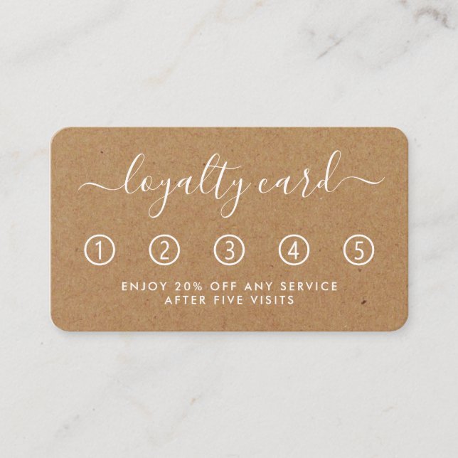 Einfache Script Loyalty Card - Rustic Kraft Treuekarte (Vorderseite)